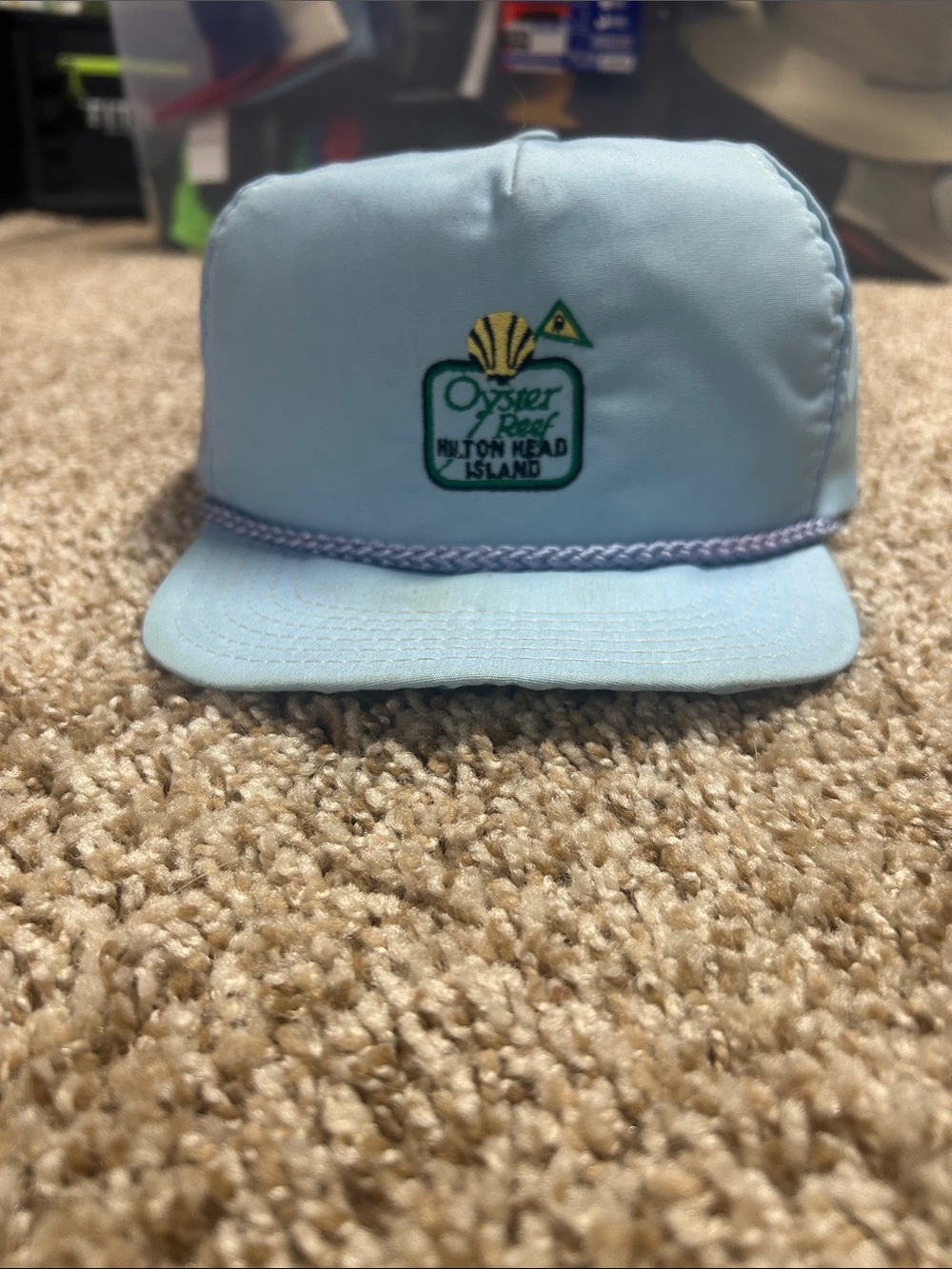 Vintage Oyster Reef Hilton Head Island Light Blue Snapback Hat